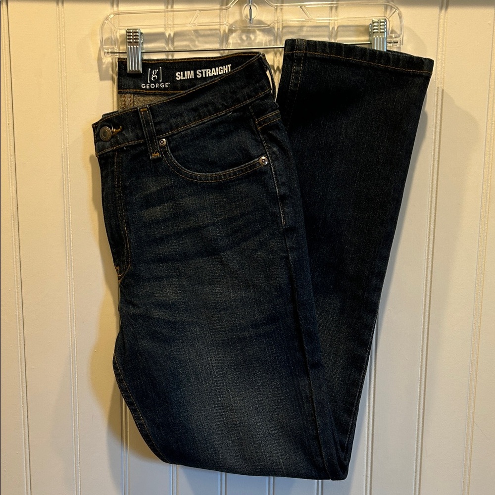 George Men's Slim Straight Jeans - Dark